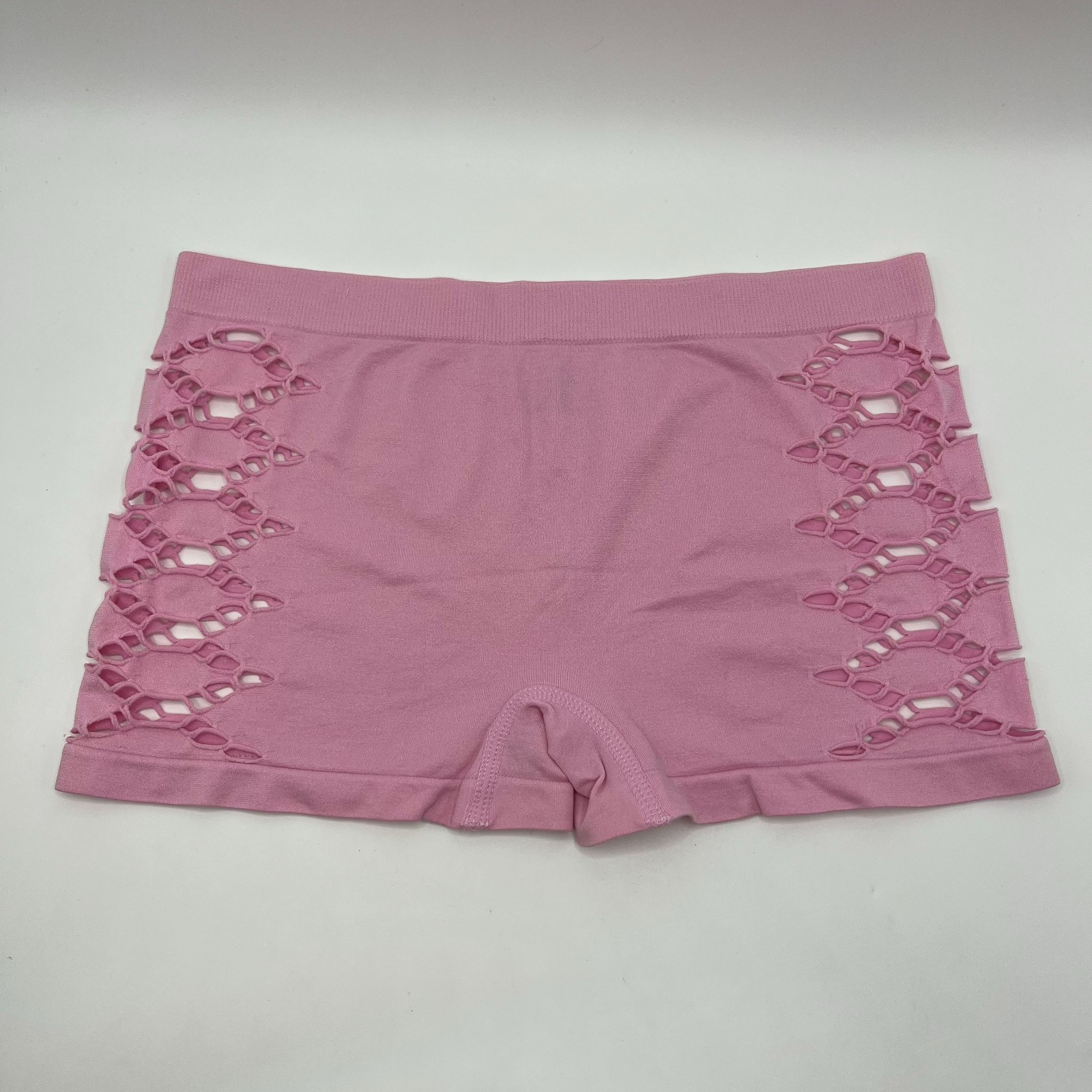 3 Pcs Women’s Simple Solid Color Geometric Hollowed-Out Boxer Briefs, Mid-Rise