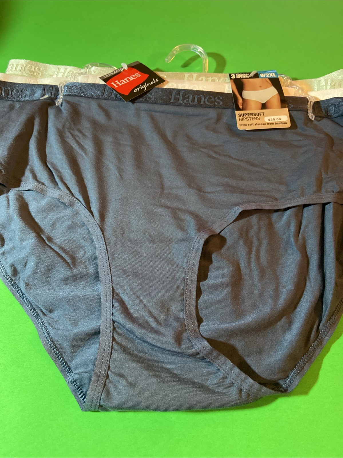 HANES 3 PACK SUPER SOFT ASSORTED COLORS HIPSTER PANTIES / Size 9 /2XL