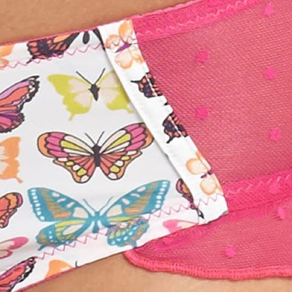 KENSIE ADRIENNE RUFFLED BUTTERFLY HIPSTER PANTY PINK MEDIUM NWOT