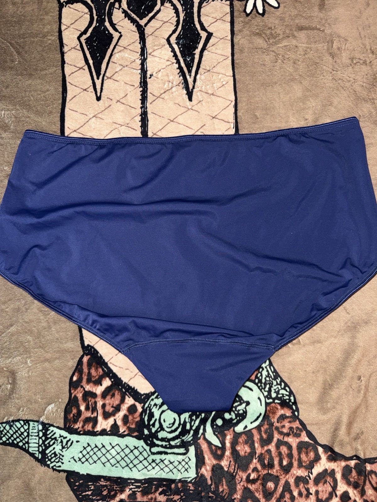 Breezies Navy Blue High-Waist Briefs with White Lace 2 pack NWT