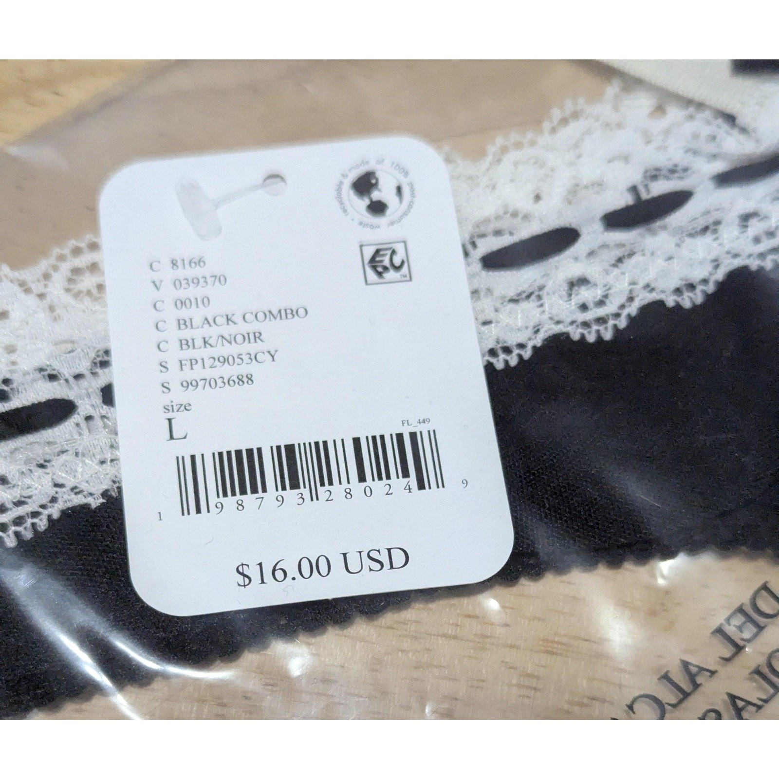 Free People So Sweet Thong Panties Womens Large Black Lace Mesh Intimately FP