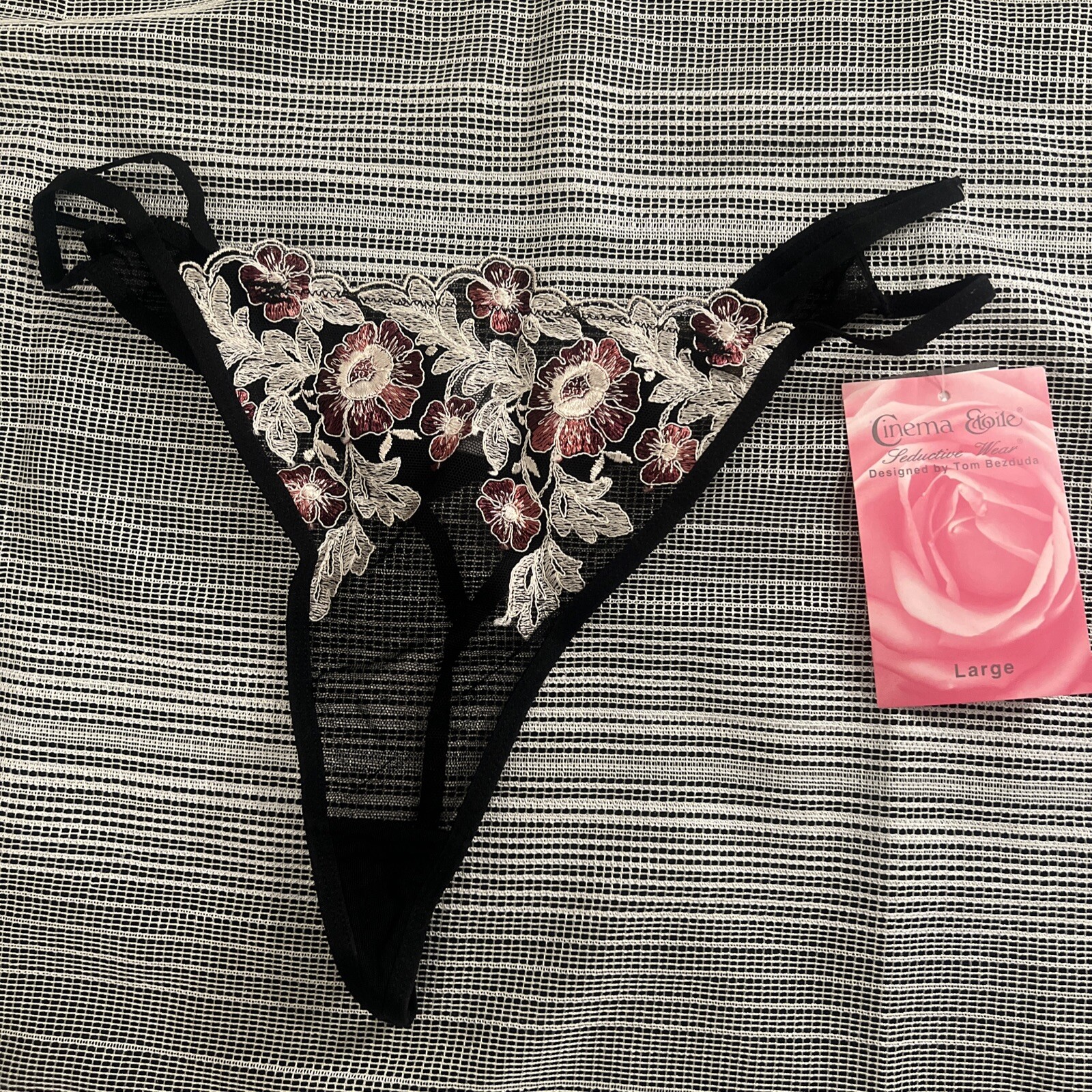 VINTAGE WOMEN’S  SEXY LINGERIE THONG PANTIES TRANSPARENT SIZE L 100% POLYESTER