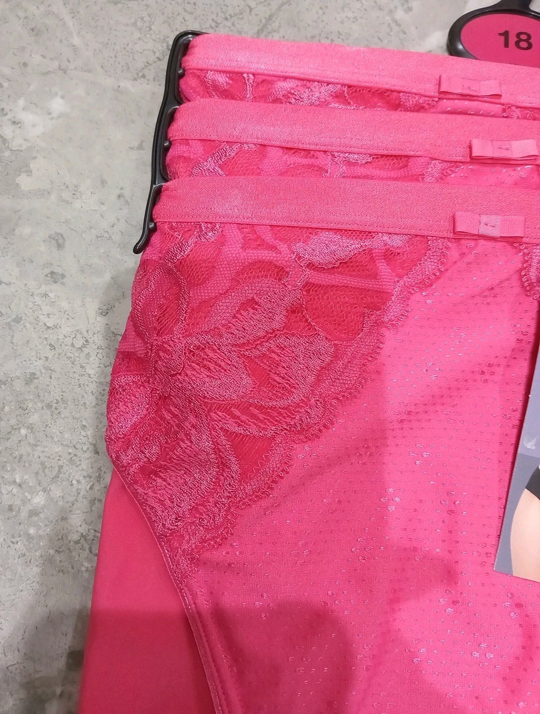 M&S Collection 3pk Wildblooms High Leg Knickers Size 14 WATERMELON