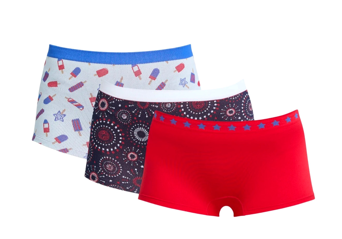 WAY TO GO XXL (20) Celebrate Patriotic 3 Pack Boyshorts Seamless Panties NWT