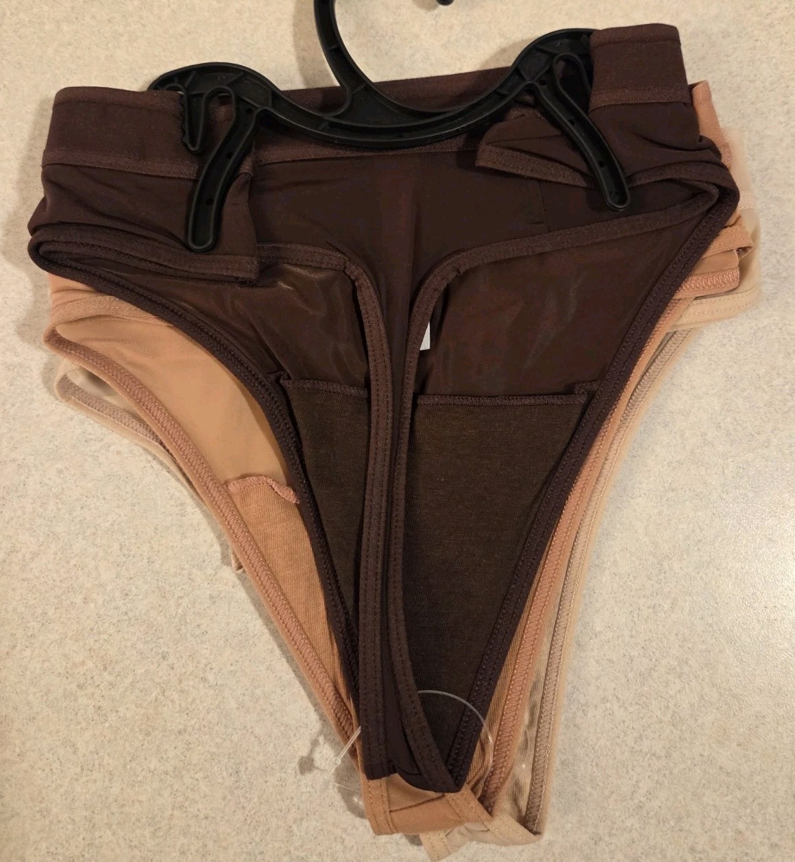 Joyspun Women’s XS 0-2 Hosiery Thong Panties 3-PACK Beige Tan Brown #10726