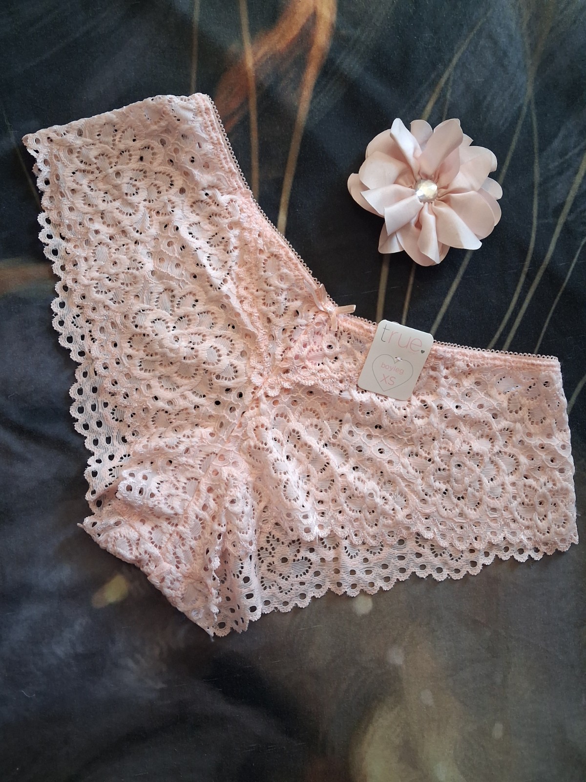 True By Rue 21 Panties xs Pink Lace Bow Boyleg Nylon New With Tag