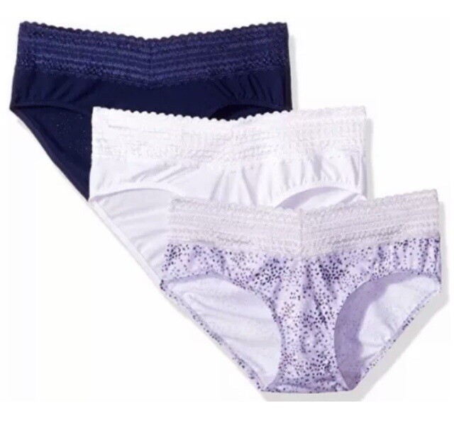 Lot Of 6, Warners No Muffin Top Hipsters With Lace, Size 7/Large, NWT