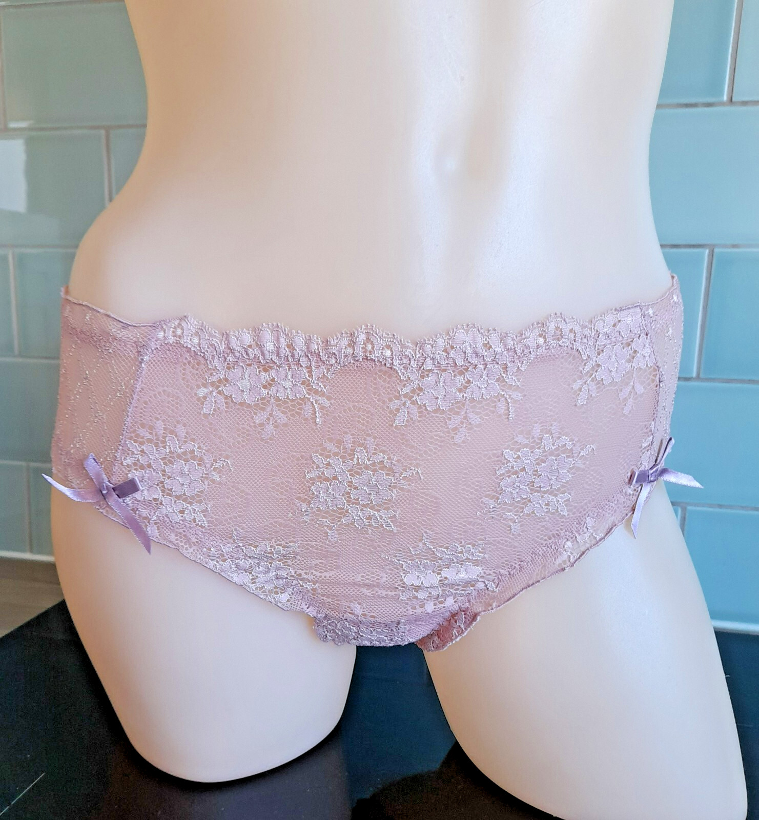 Verdissima STARRY NITE Sheer Wide Sided Pink Lace Hipster Thongboy M