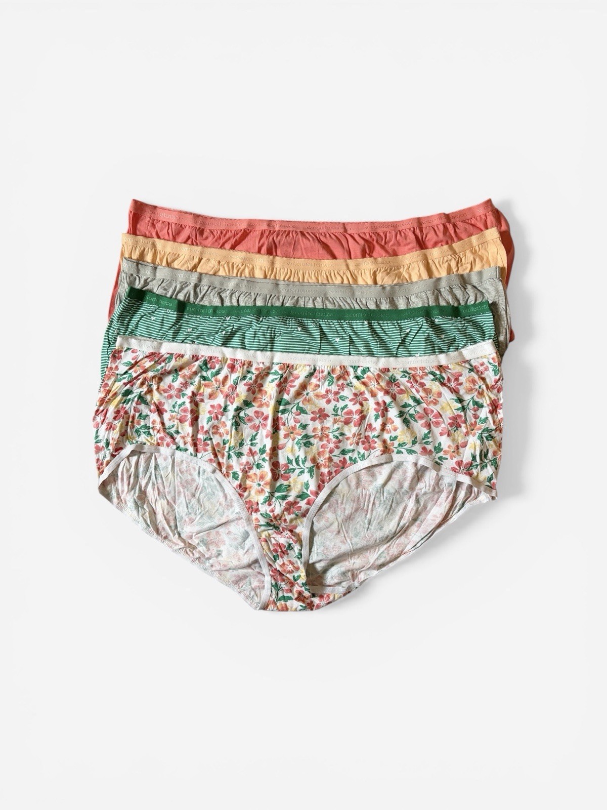 Comfort Choice Panties Cotton Briefs Size 16 5-Pack Tag-Free Full Coverage