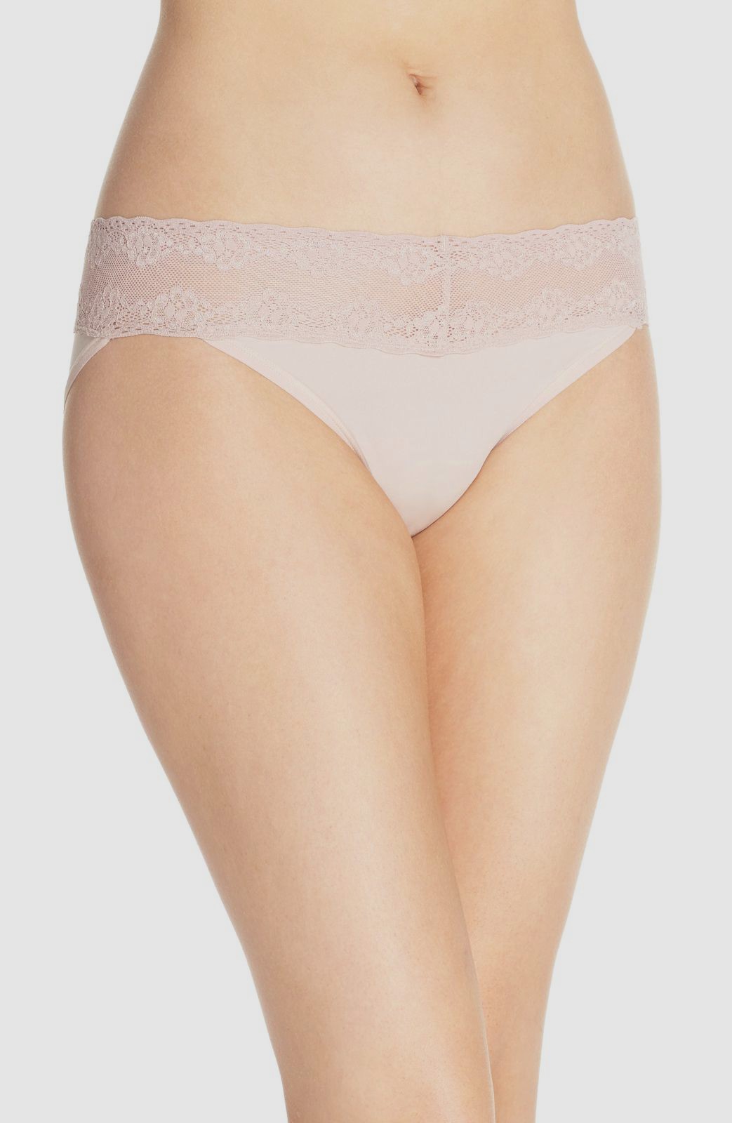 Natori Women’s Pink Lace Trim Bliss Perfection Stretchy Bikini Panties Size OS