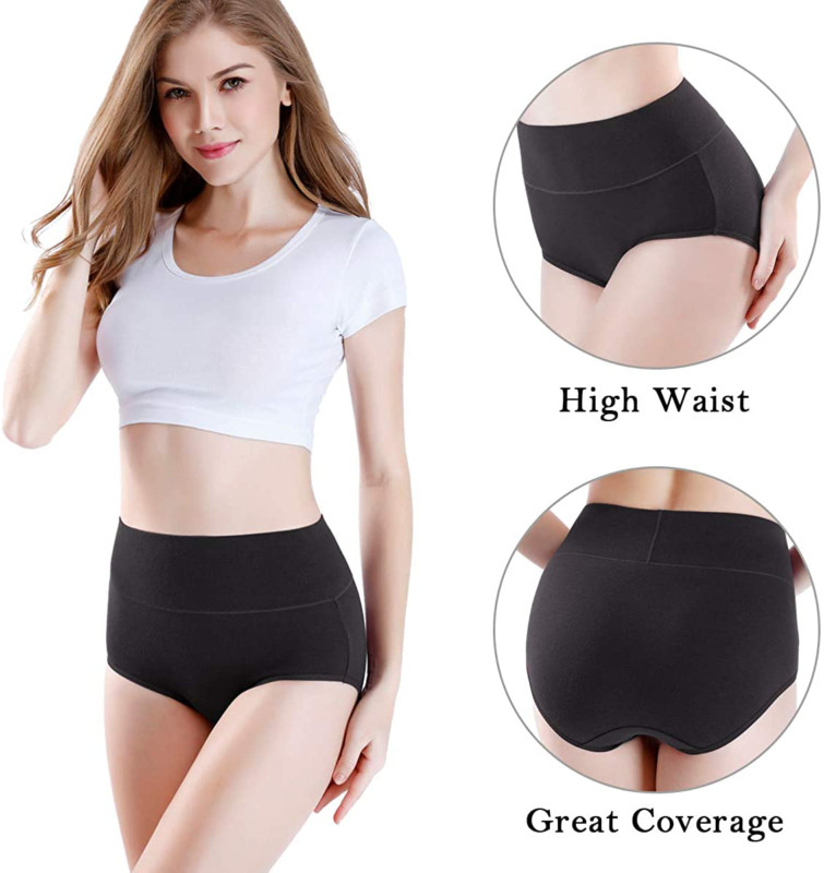 wirarpa Womens High Waisted Cotton Underwear Full Brief, ALL SIZES 4 Pack