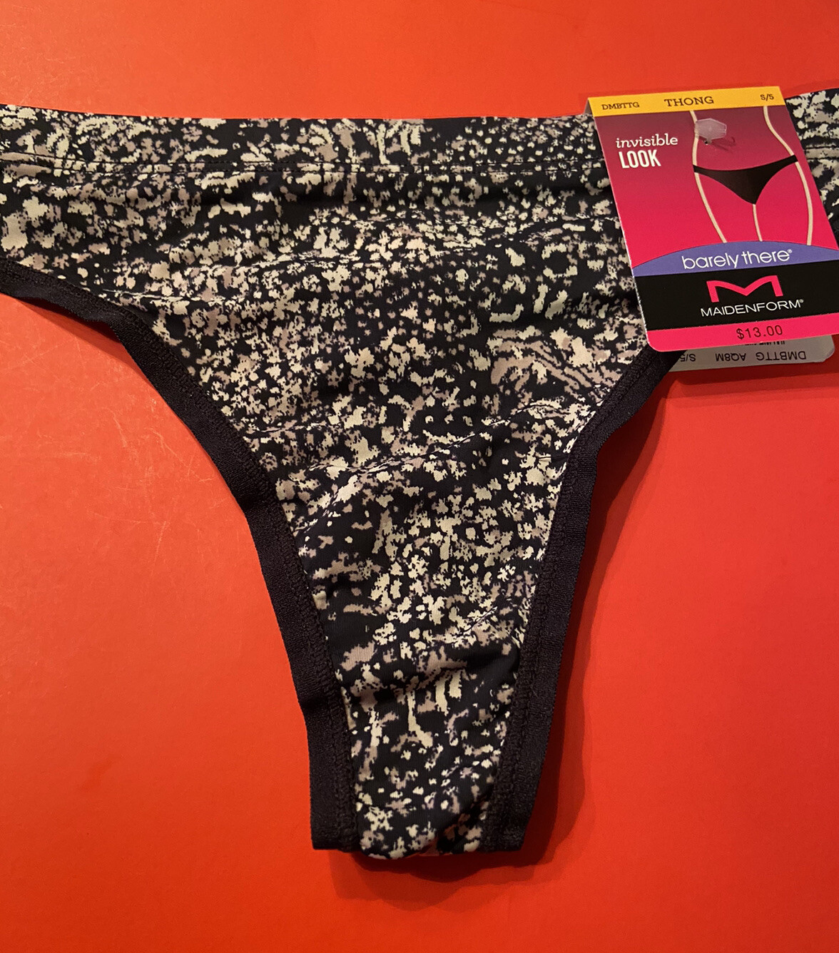 NEW! MAIDENFORM BLACK & TAN ABSTRACT THONG PANTIES / SIZE SMALL / 5/ $13
