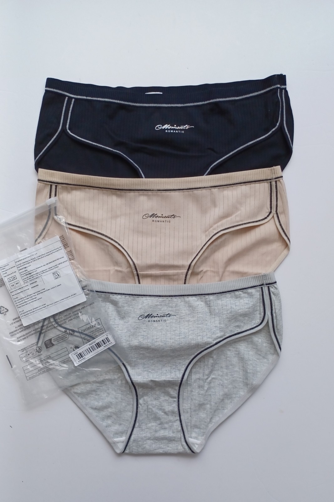 3-Strip Letter Breathable Women’s Panties Underwear Size M