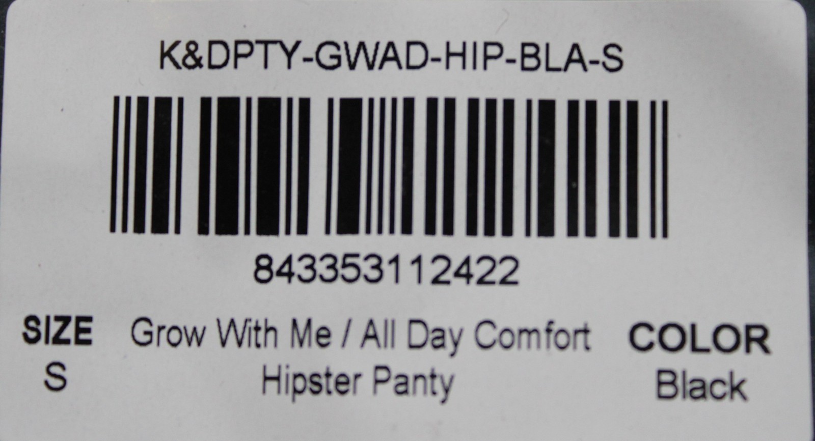 Kindred Bravely Women’s Grow with Me Maternity Hipster Panty WR4 Black Small NWT