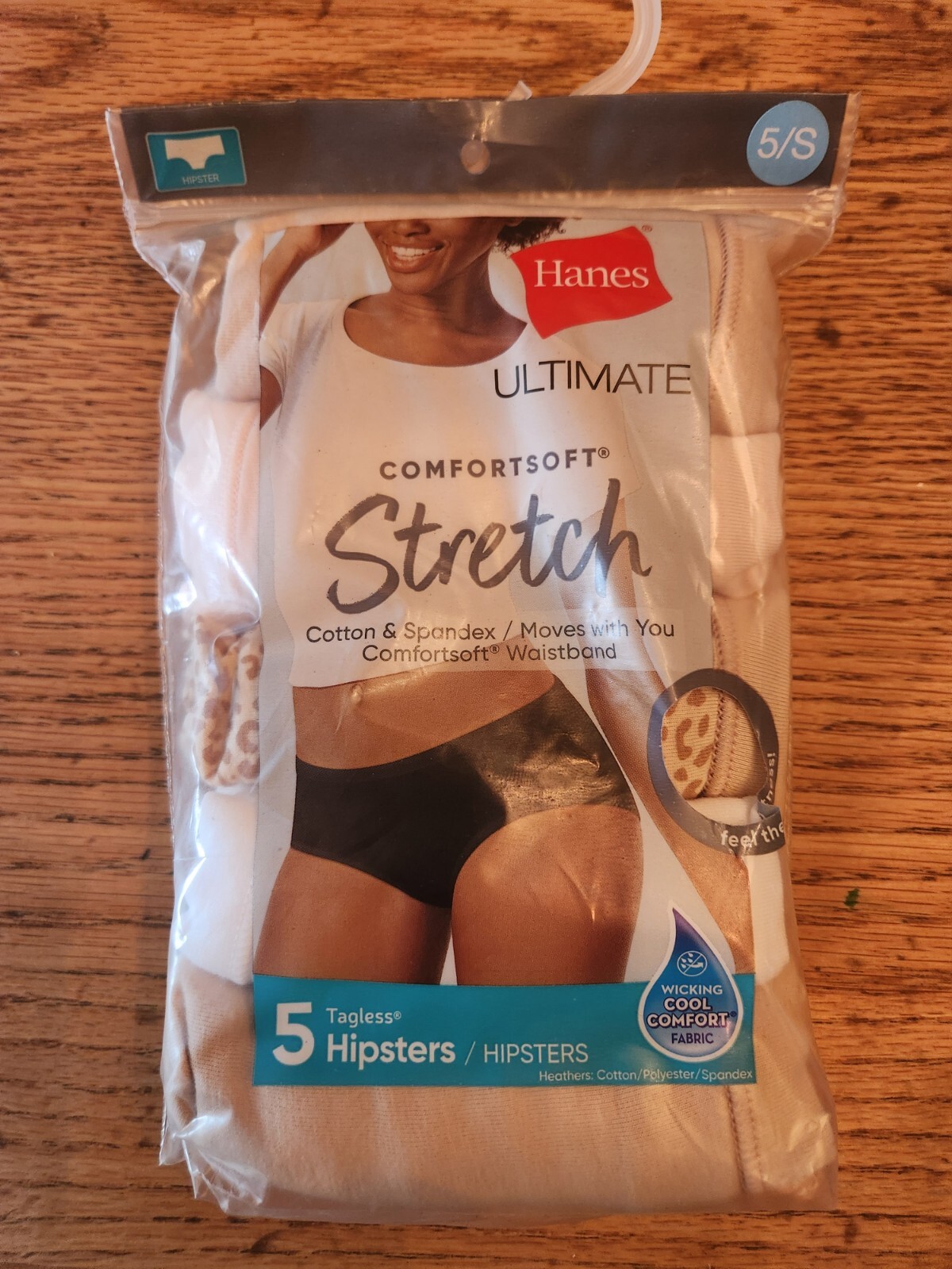 Hanes Brand Ultimate Comfortsoft Stretch tagless bikini Panties. 5 pack 5/S New