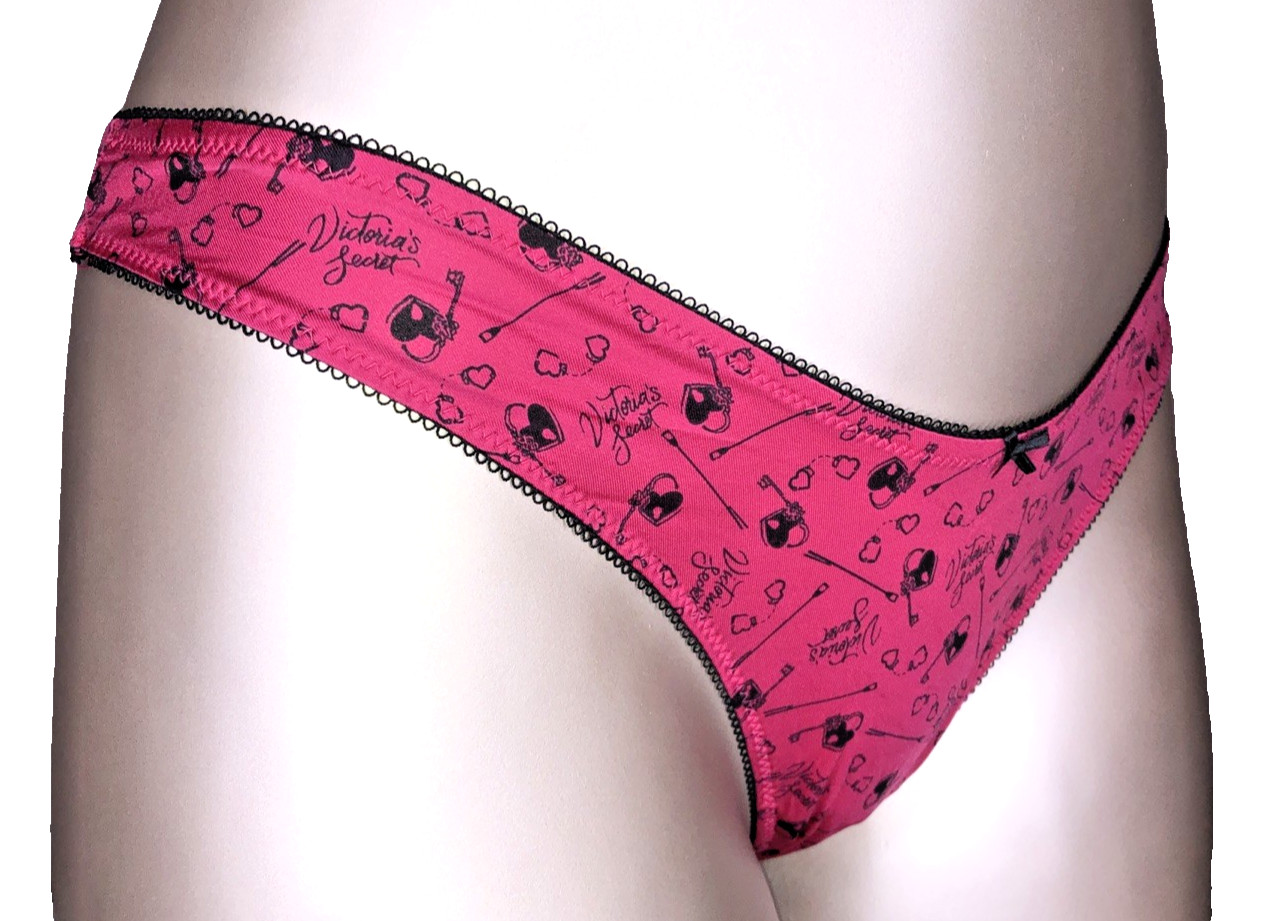 Victoria’s Secret Very Sexy NWT Large Fuchsia Locks High Leg Thong Panty Logo