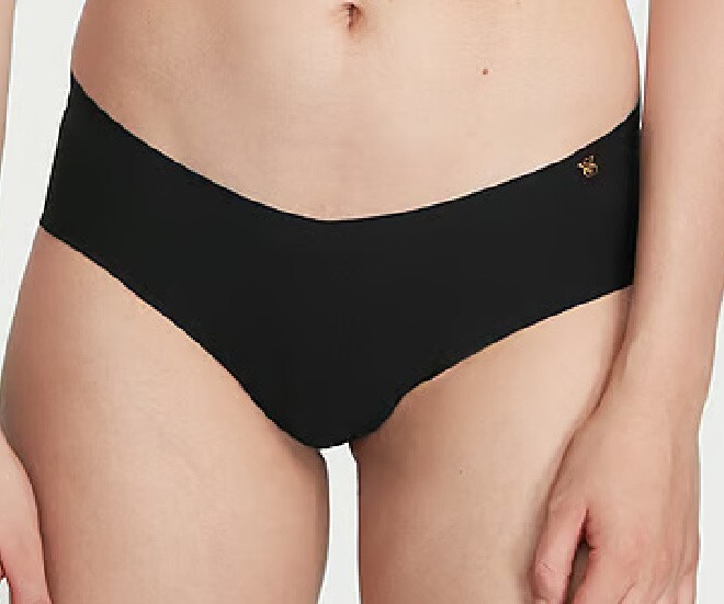 XXL NOIR Black GOLD VS LOGO Victorias Secret Smooth Edge No Show Cheeky Pantie