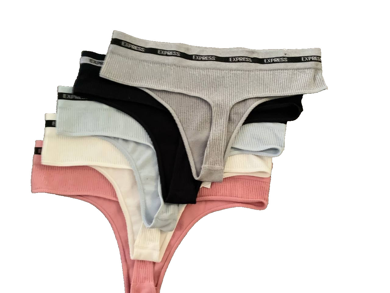Express Seamless Ladies Ribbed Thong Simple Women’s Low Waist Sz L New