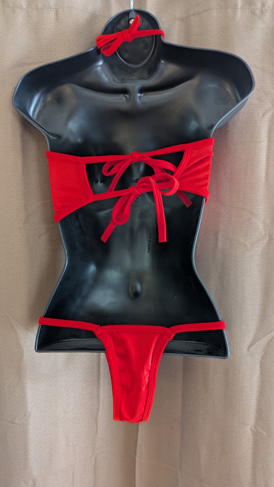 New Beauty’s Love One pc Red Top and Thong Med String Tie Back Intimates