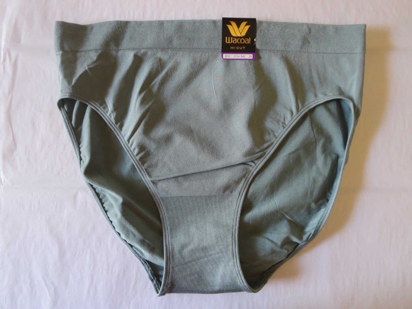 WACOAL B-SMOOTH HI-CUT WOMENS BRIEF PANTY #834175, XXL, STONE BLUE, NWT $16
