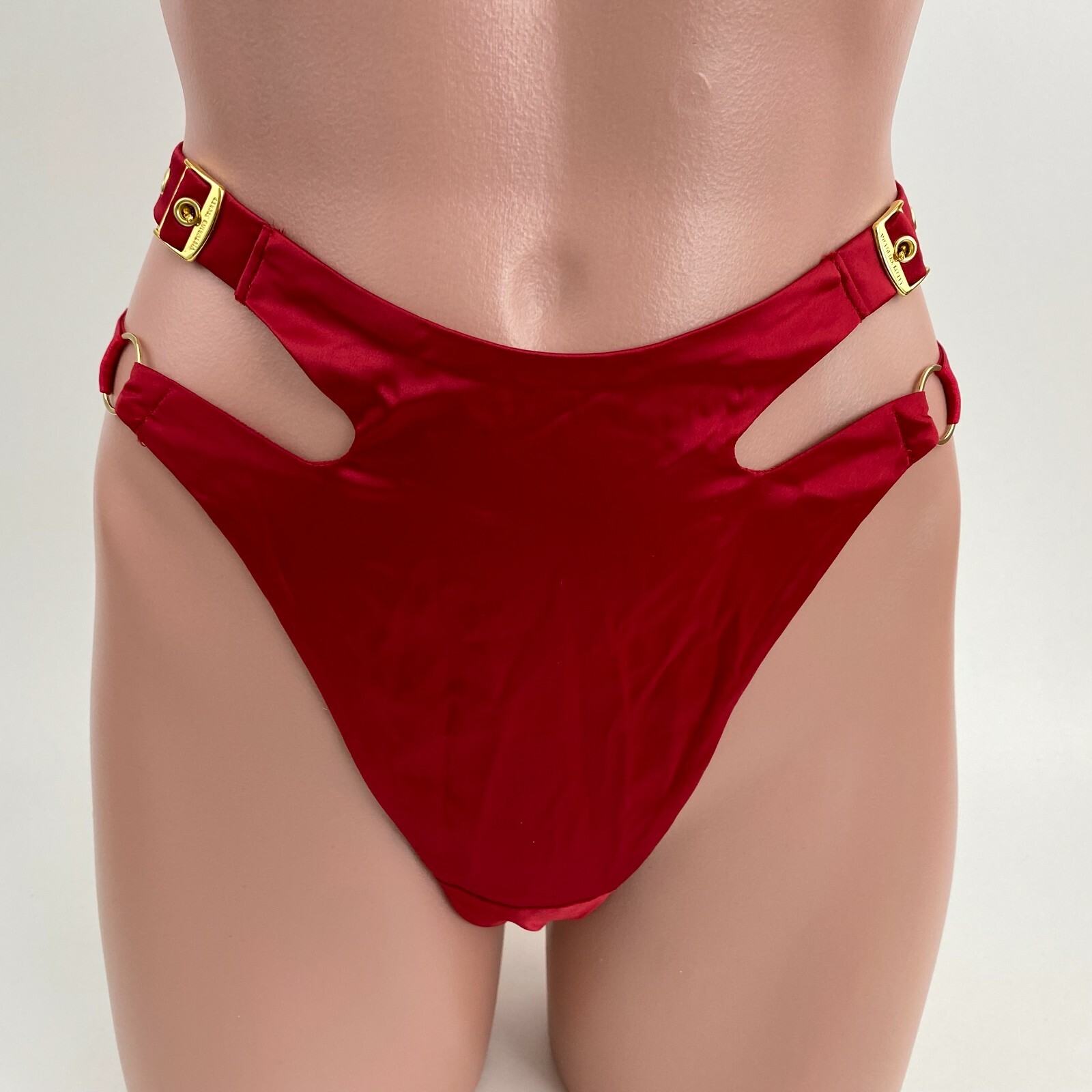 Victoria’s Secret Very Sexy Strappy Gold Ring Side Buckle Brazilian Slip S NWT