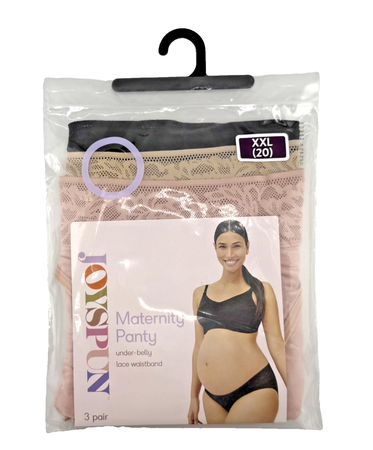 Joyspun Women’s Maternity Under Belly Underwear, XL (16-18) to XXXL (22) – 3 Pk