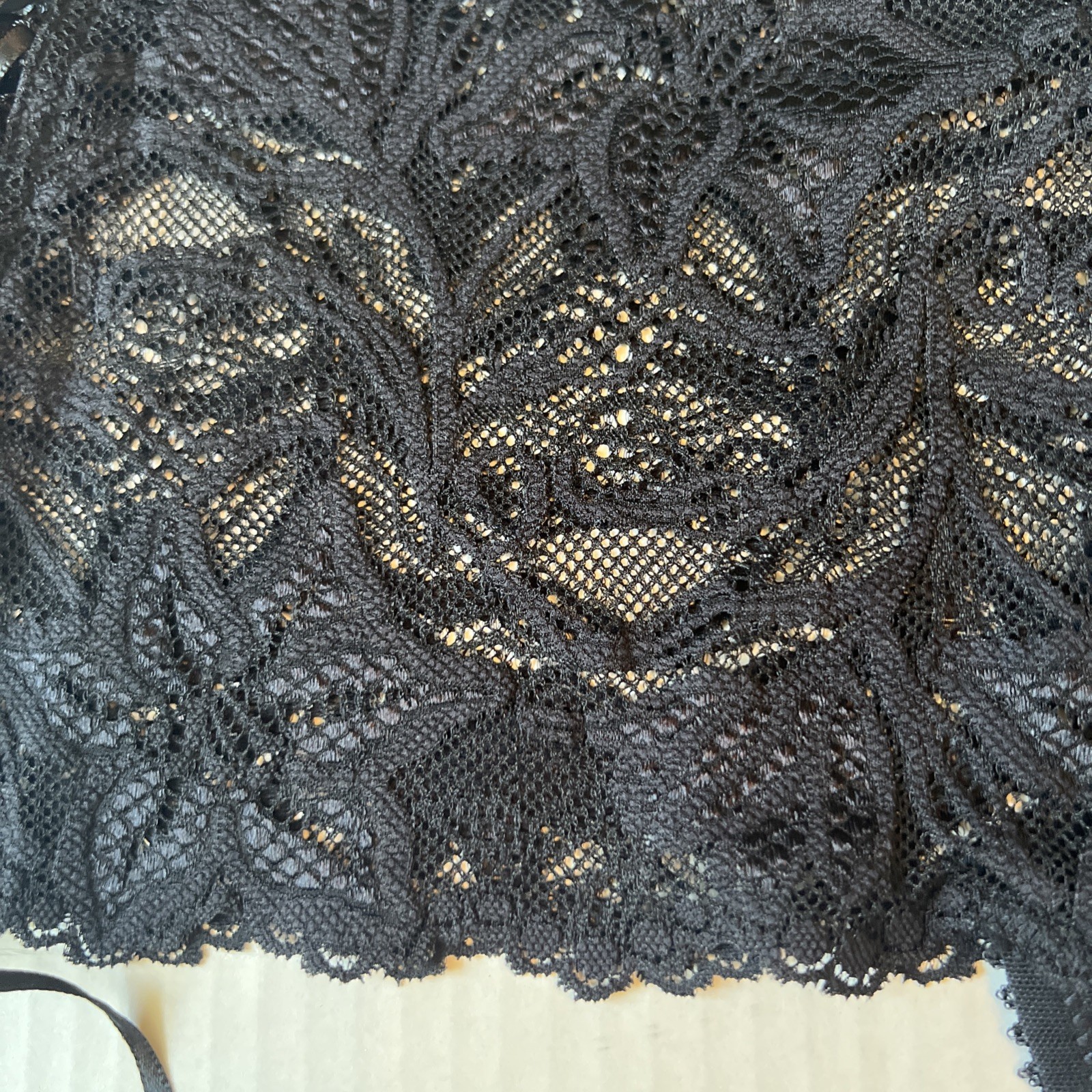 Lily Of France Sz S Lingerie By Creaciones Vantage Lace Thong Black NWOT