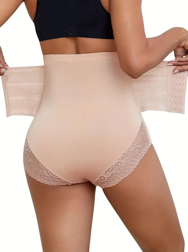 Waisted Briefs for Women, Polyester Knit Fabric, Solid Color, High Support Wais