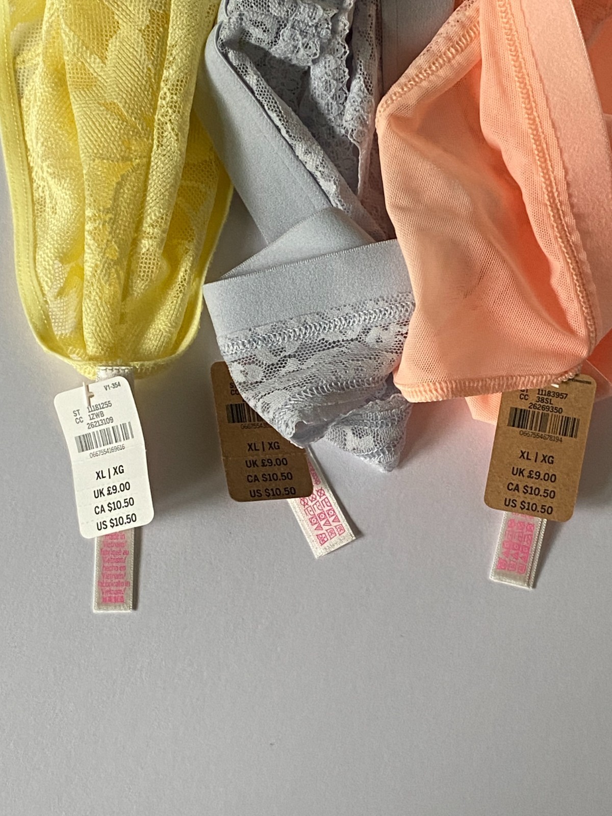 Victoria’s Secret PINK Lace Panty Set of 6 XL New With Tags Yellow Peach Bikini