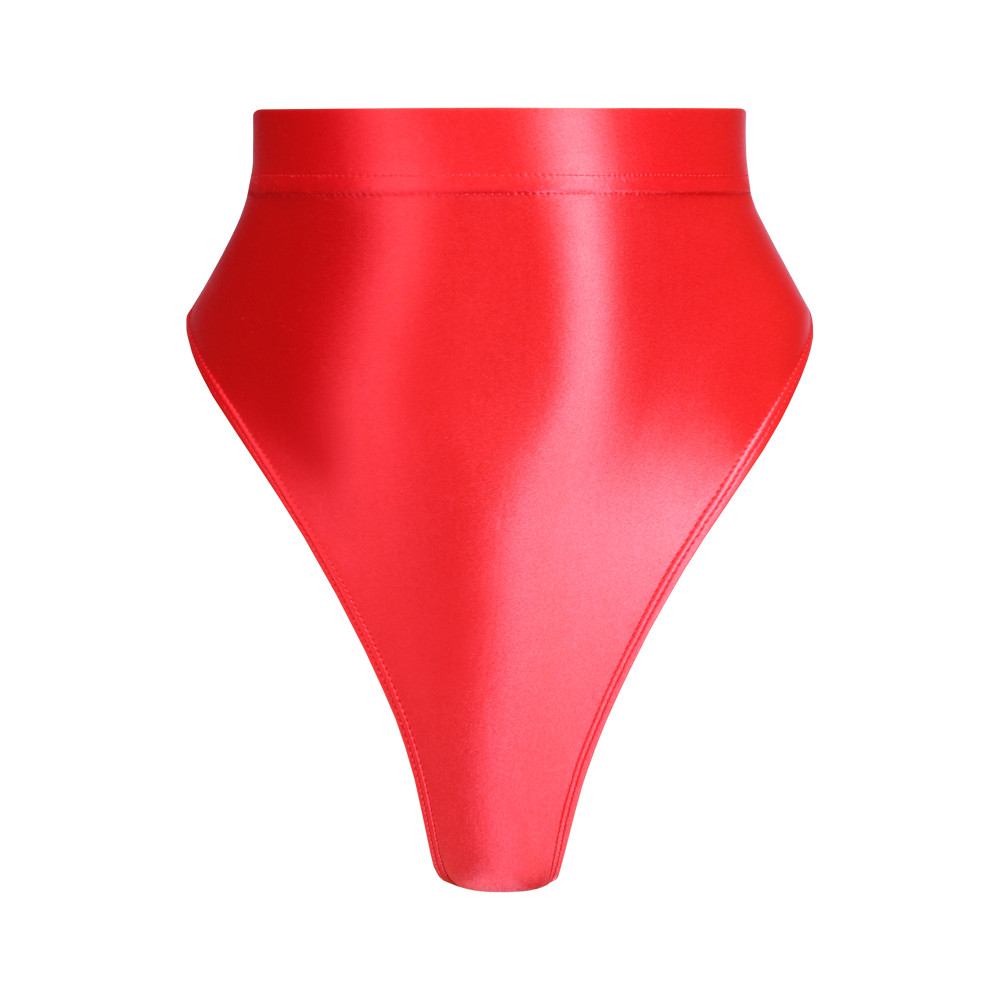 Women Sexy Shiny High-Waisted Panties Glossy Gymnastics Briefs Inner Outer Wear