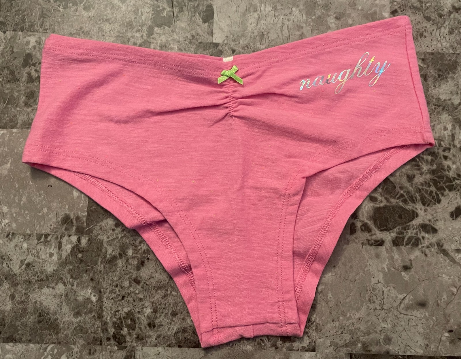 NWT VICTORIA’S SECRET PINK SMALL NAUGHTY SPECKLED RUCHED RARE CHEEKSTER PANTIES