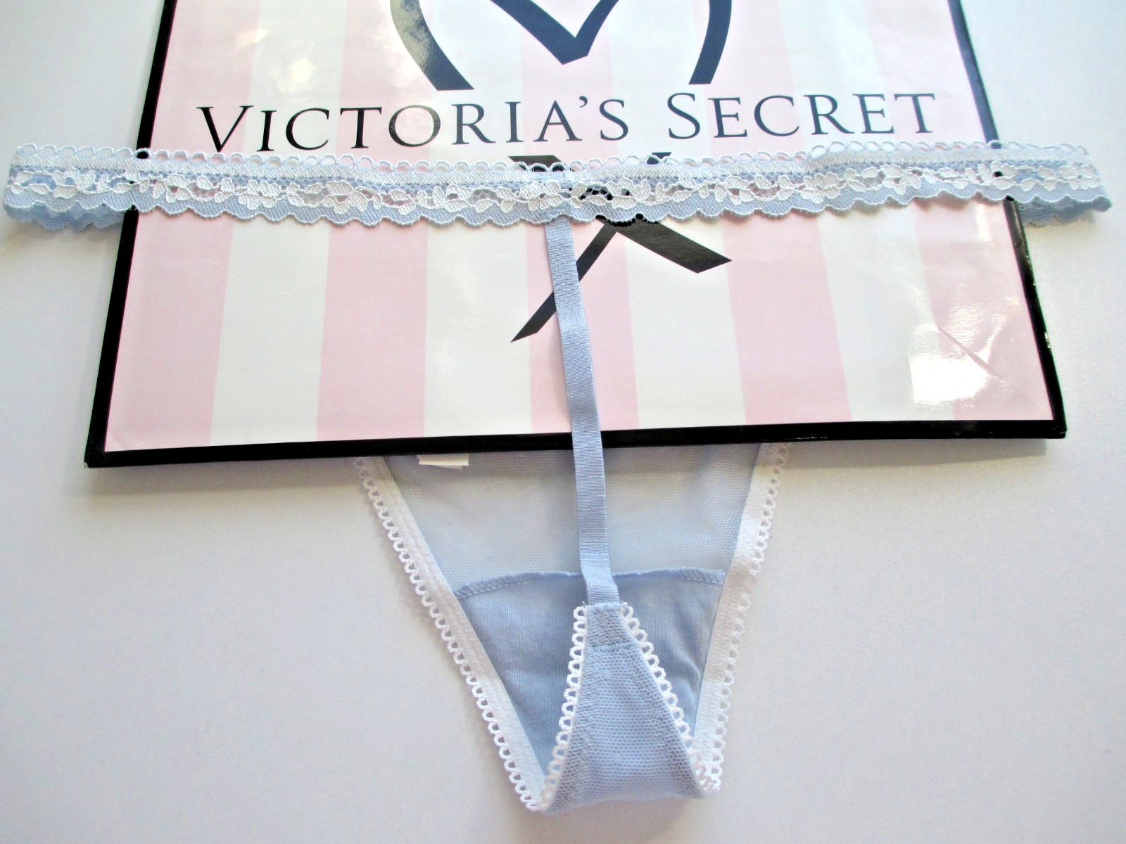 VICTORIA’S SECRET PINK Wink V-String Thong Panty S M L XL Blue NWT FREE SHIP 4+