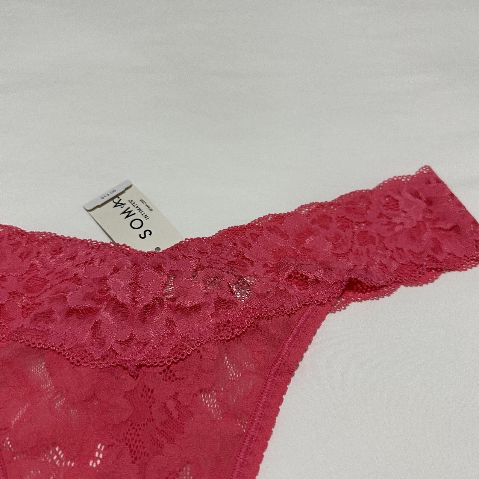 Soma Intimates Positively Pink Signature AOL Thong Panty NWT $12 Sz L Large Lace