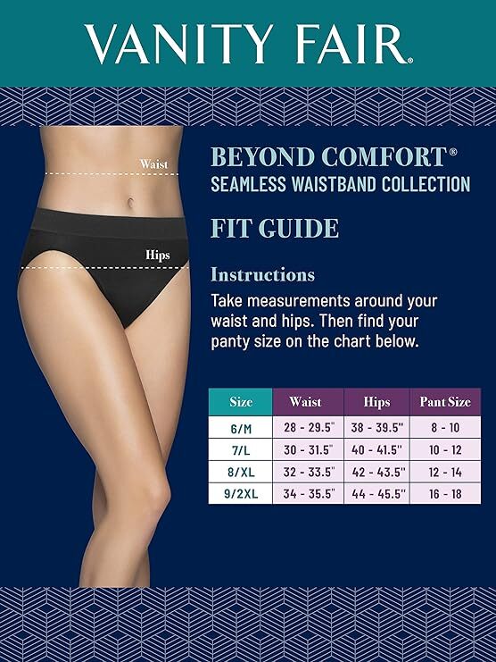 3 Pack Vanity Fair Beyond Comfort Hi Cut Panties Seamless #13212 WHITE Sz- 6~7~8