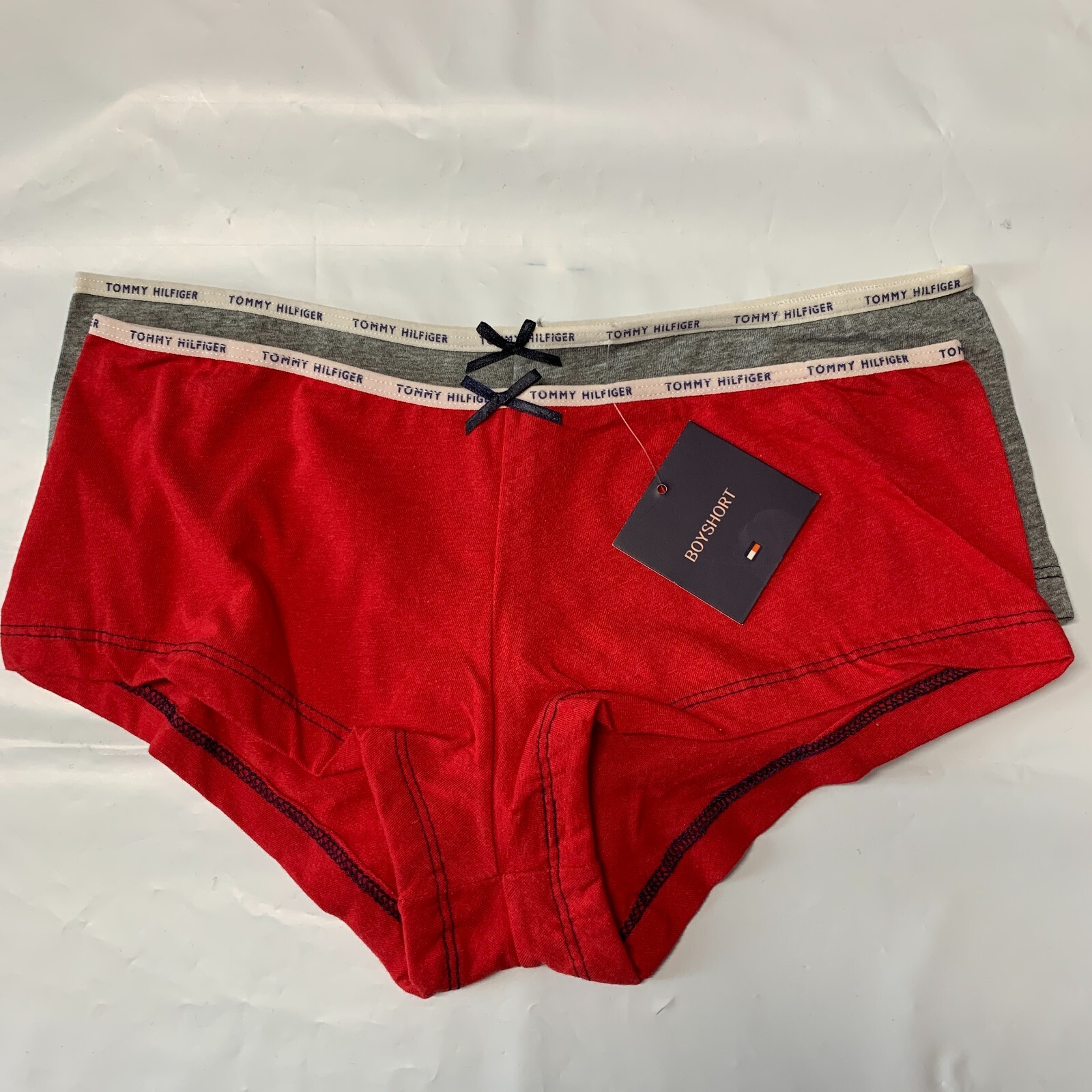 NWT TOMMY HILFIGER 2 PACK Boyshort Shortie Cotton Blend Logo Band Panty