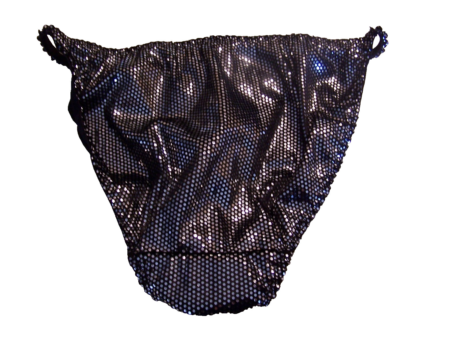 INTIMATE ESSENTIALS STRING BIKINI panty BLACK WITH SILVER DOTS SZ L SZ 7 NWT