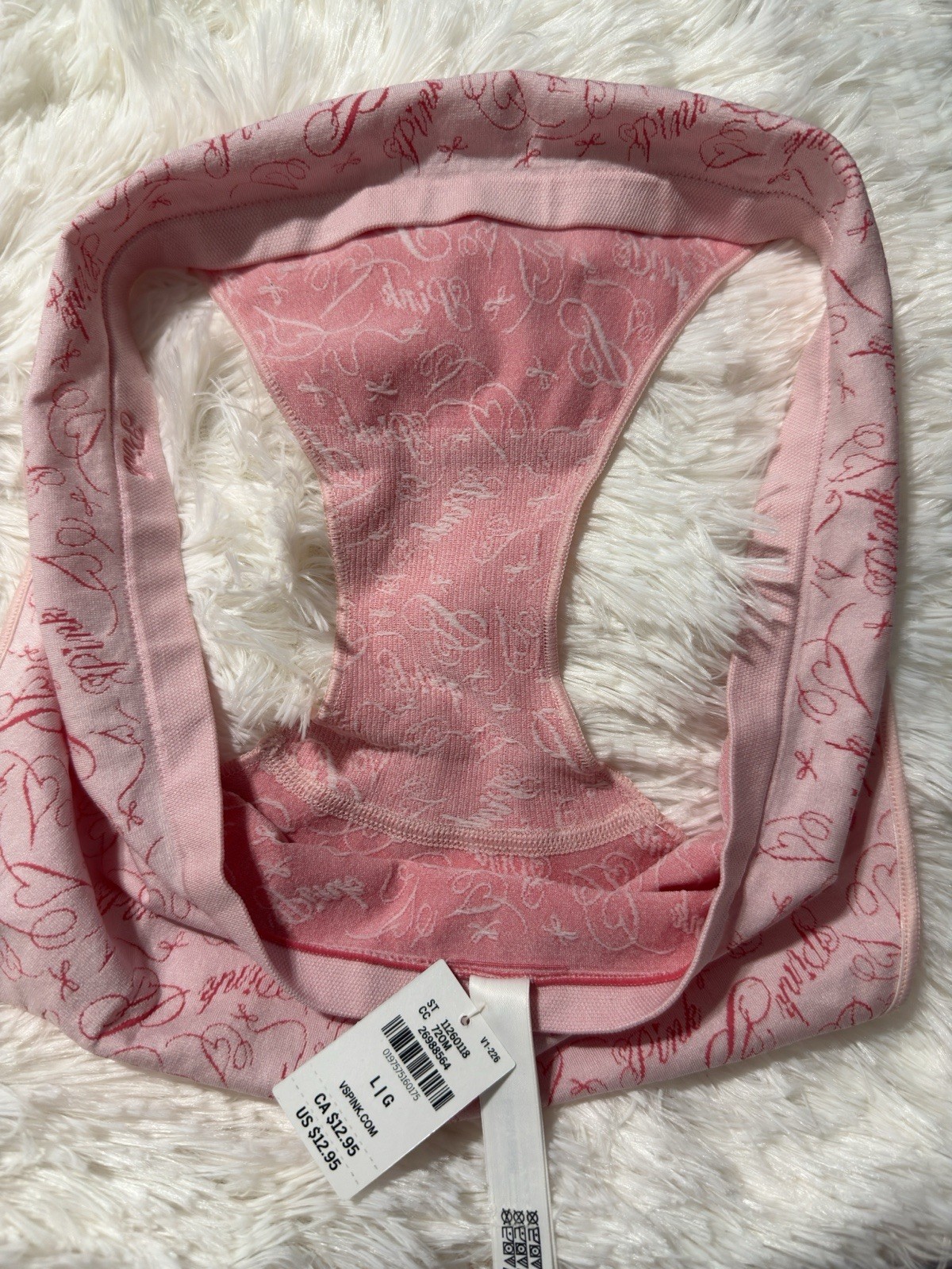 NWT VICTORIAS SECRET PINK XL RED HEART SEAMLESS HIPHUGGER PANTIES LOGO SCRIPT VS