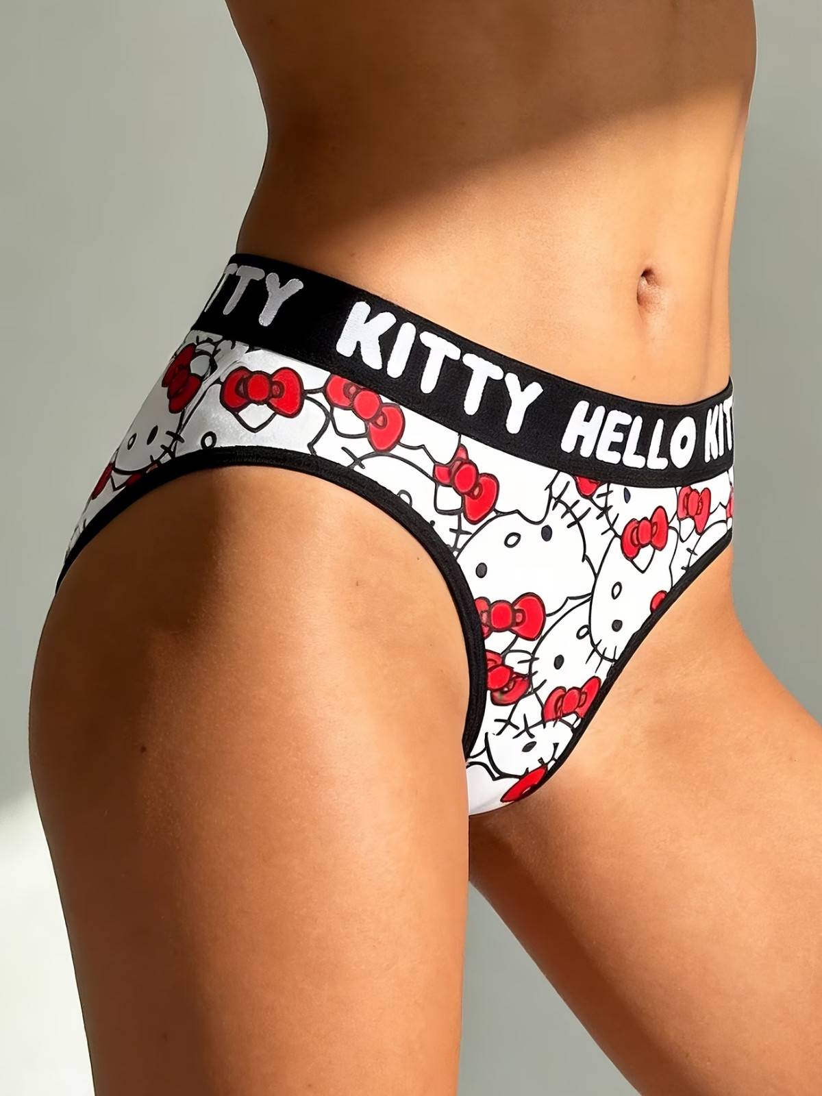 Women’s Sanrio Hello Kitty Licensed Black Kawaii Y2K Cute Logo Bikini Panties
