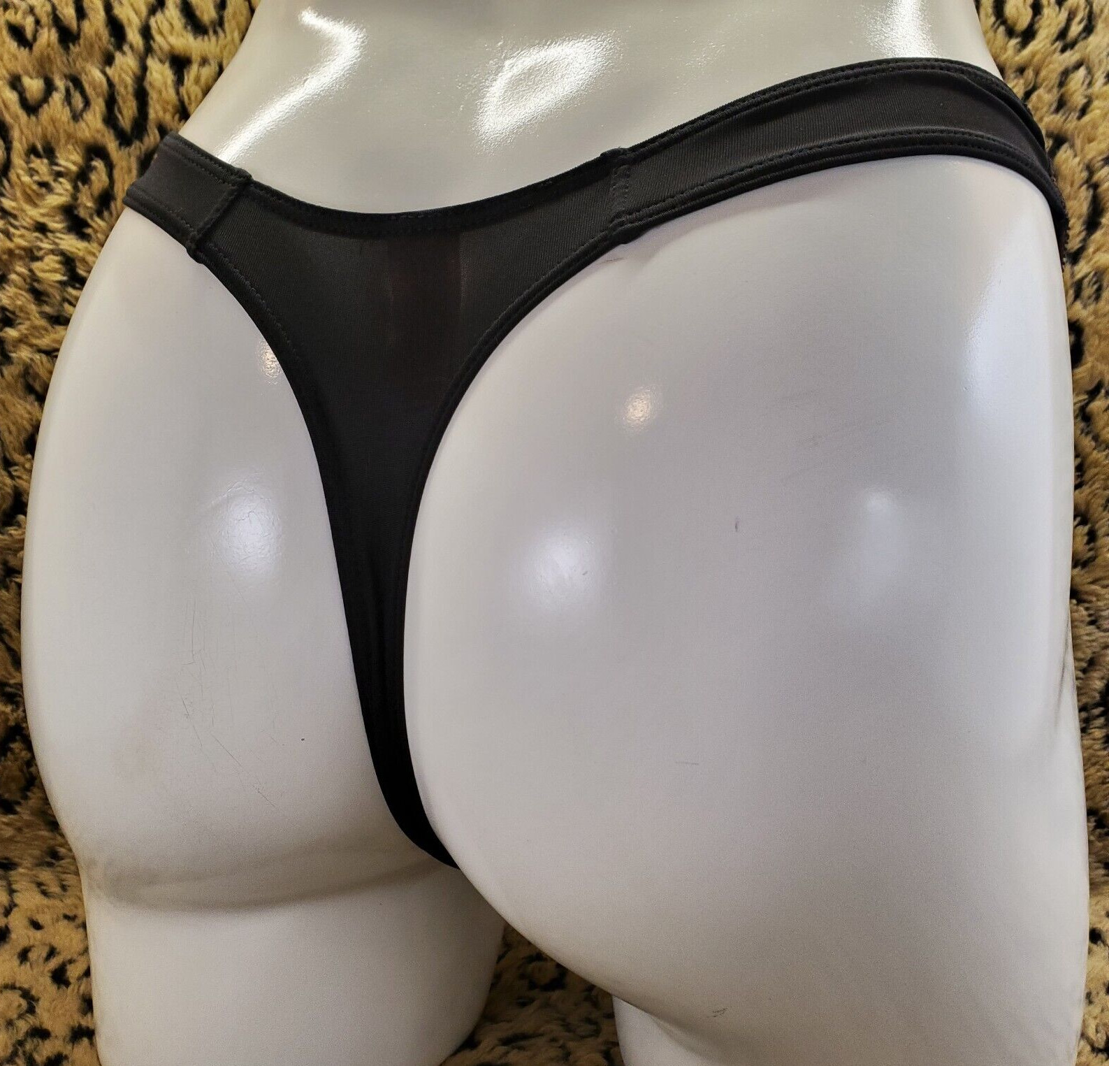SOPHIE B. Black Brown Floral Thong Panty S 5 Sexy
