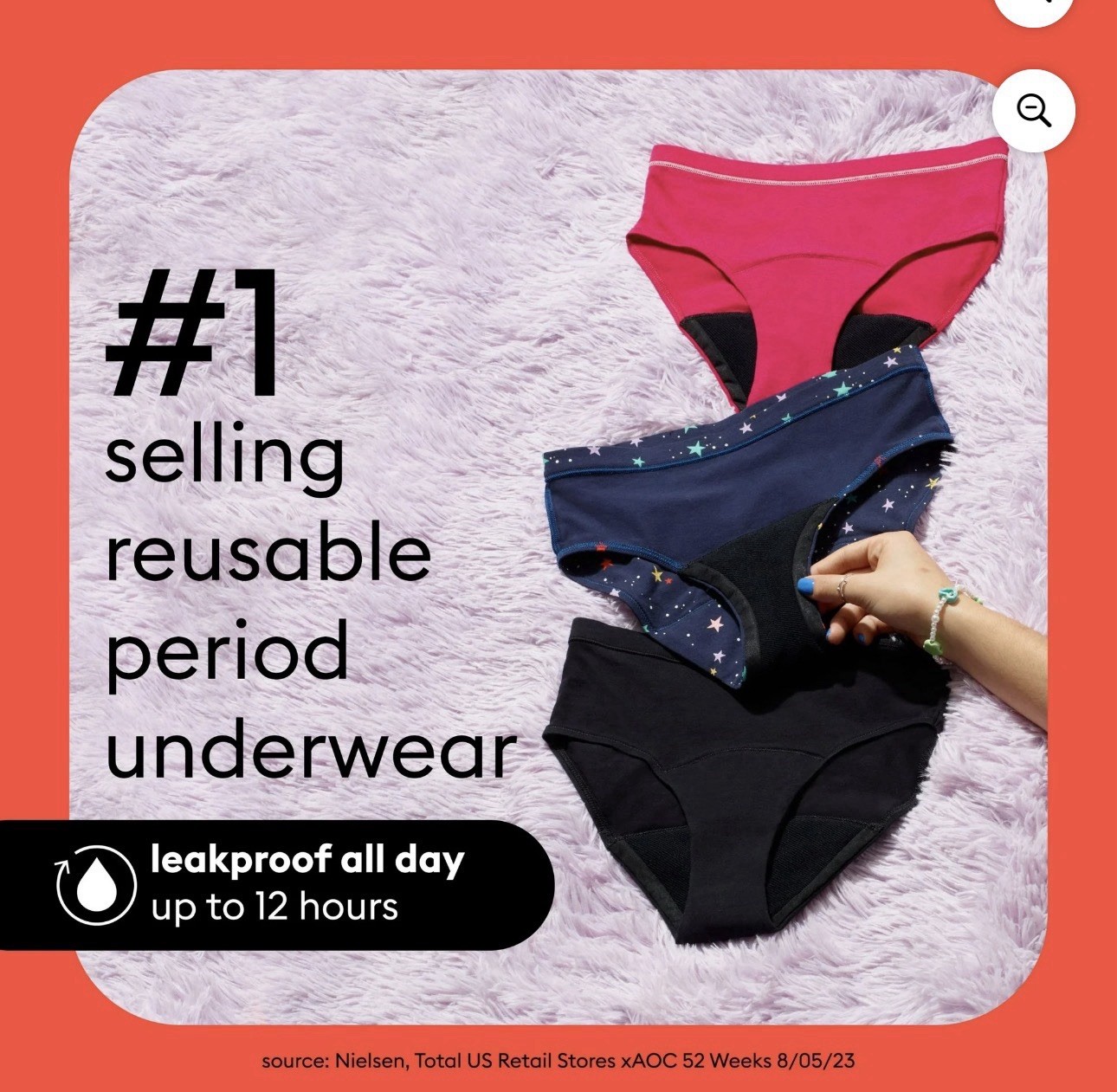Thinx Teens Cotton Bikini Leakproof Period Underwear Black XL 15/16 Four Pack