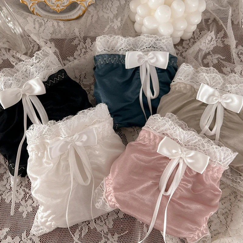 Lace Mesh Panties Low Rise Hollow Bow Soft Breathable Women’s Underwear