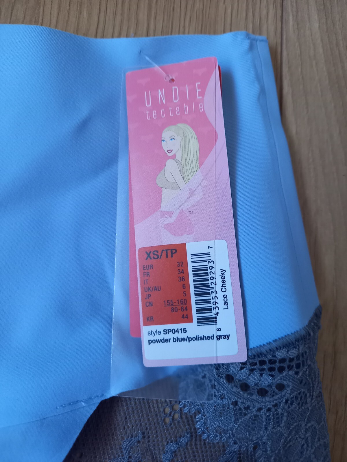 SPANX LACE CHEEKY SHAPEWEAR PANTIES POWDER BLUE / POLISHED GREY SIZE US XS UK 6