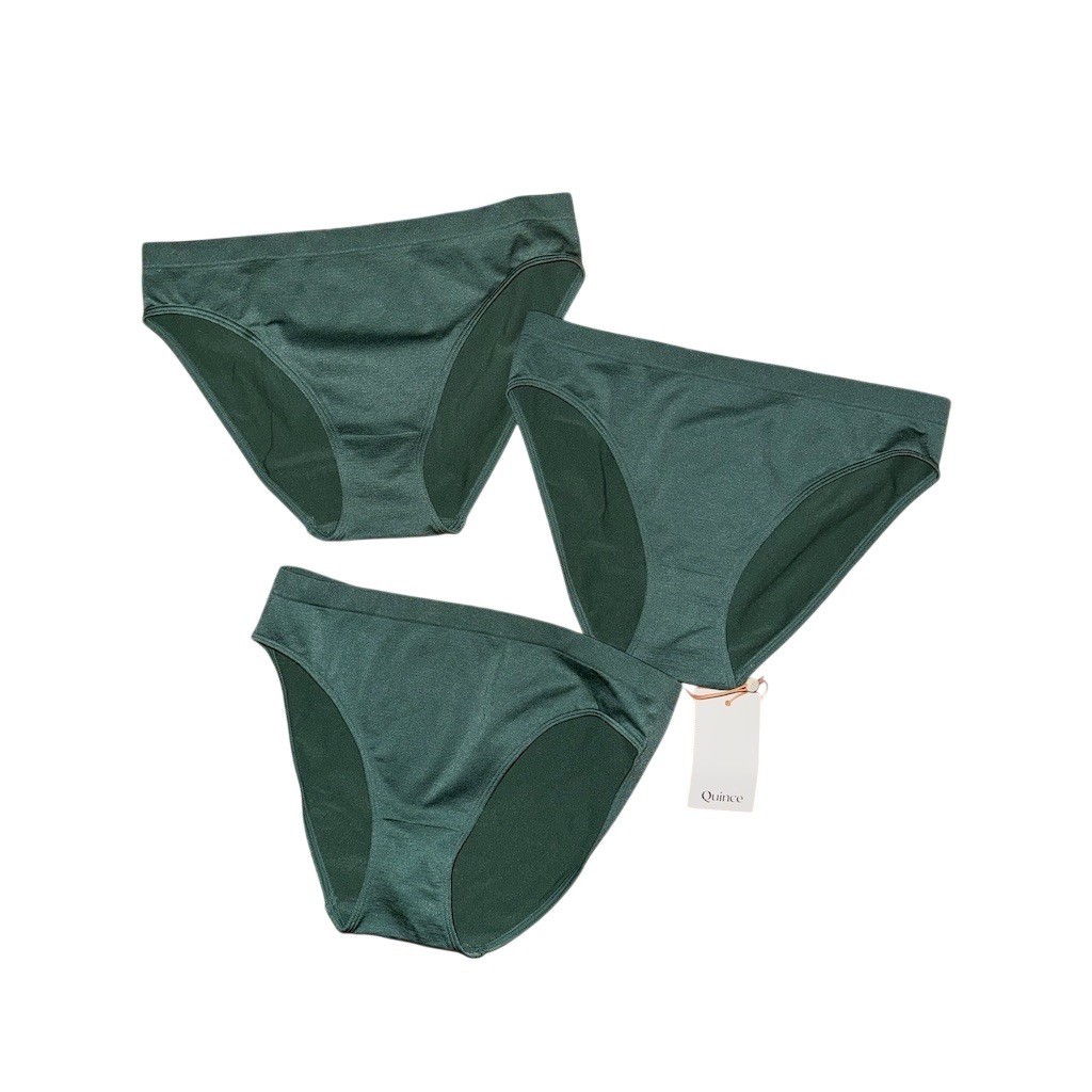 Quince Seamless Bikini Brief Panties Womens S Dark Green 3 Pack no show smooth