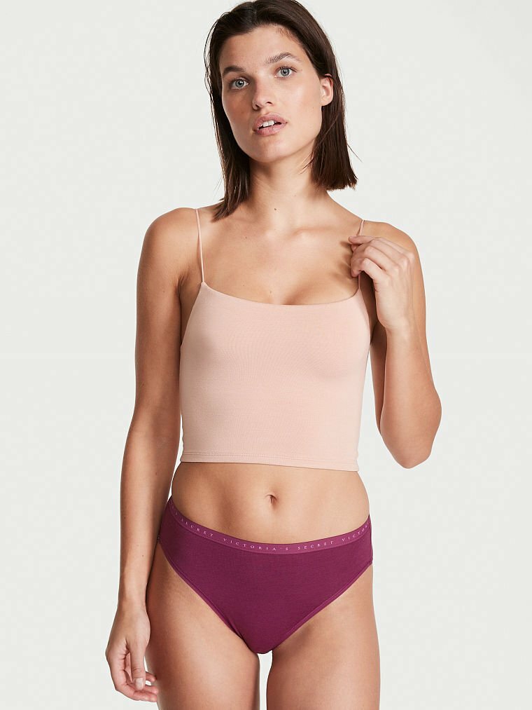 L KIR Red Wine Stretch Cotton Waist Victorias Secret High Leg Waist Brief Pantie