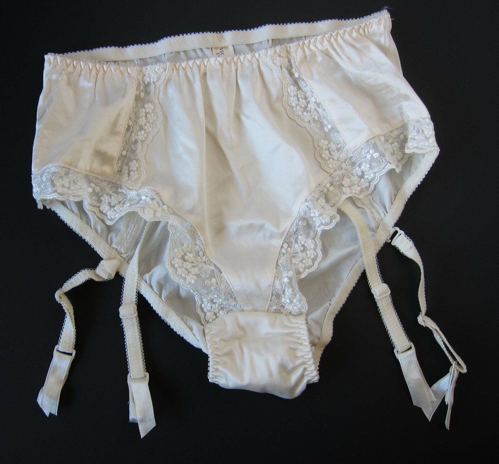 Victoria’s Secret VTG 90s Silk Garter Satin High Cut Retro Brief Panty MEDIUM