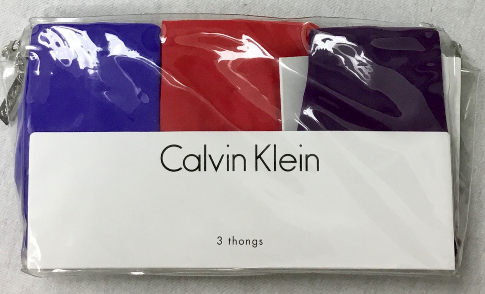 Calvin Klein WOMEN’S 3-Pair Seamless Thong QD3558 Red Blue Purple Size L