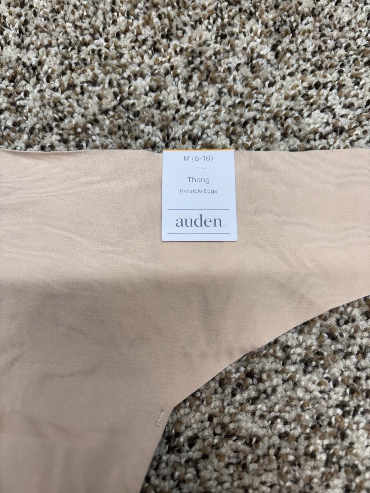 Auden Beige Invisible Edge Thong. Size: Medium (8-10).