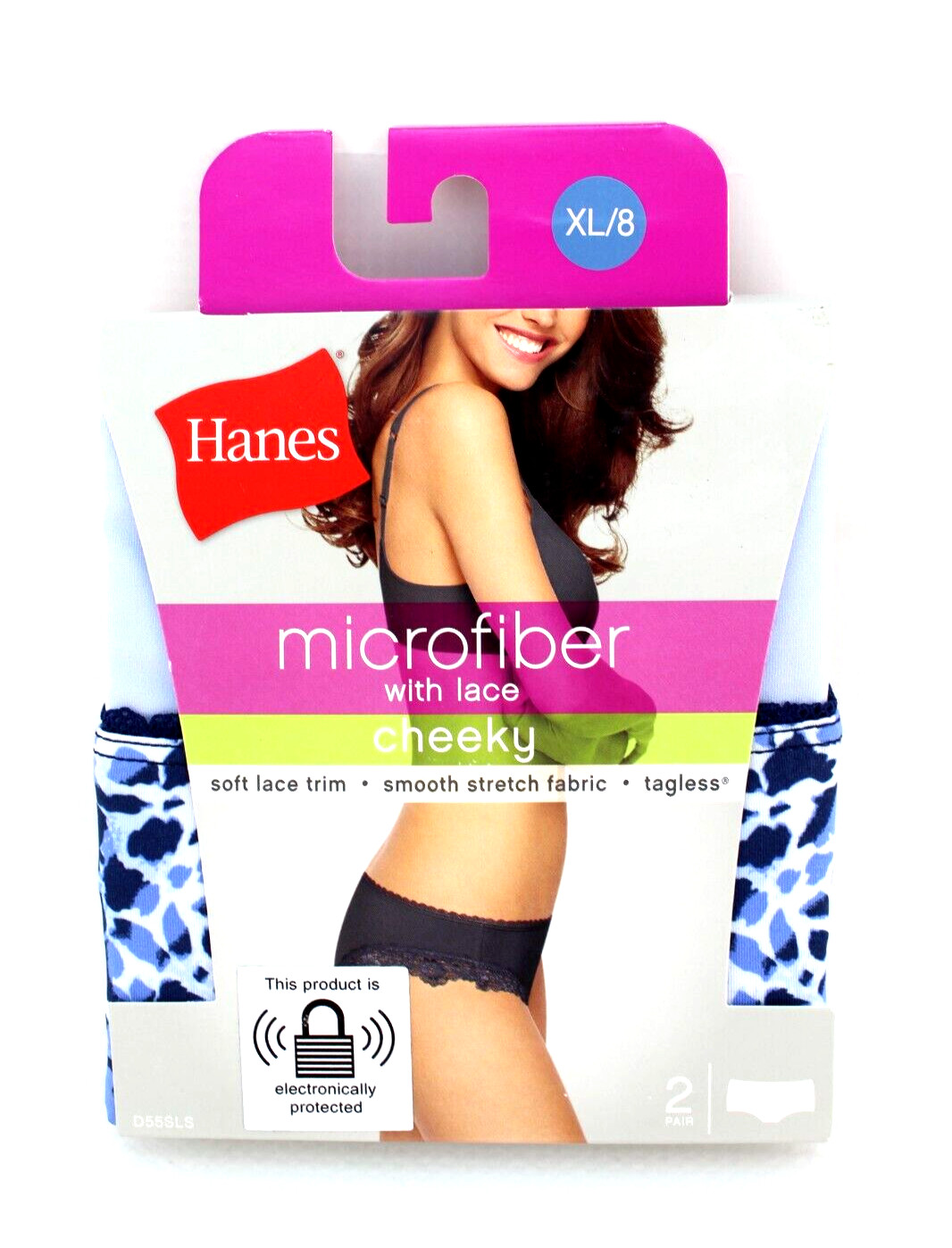 HANES Microfiber Lace Size XL/8 2-pack Multi-Colors Women’s Cheeky Panties