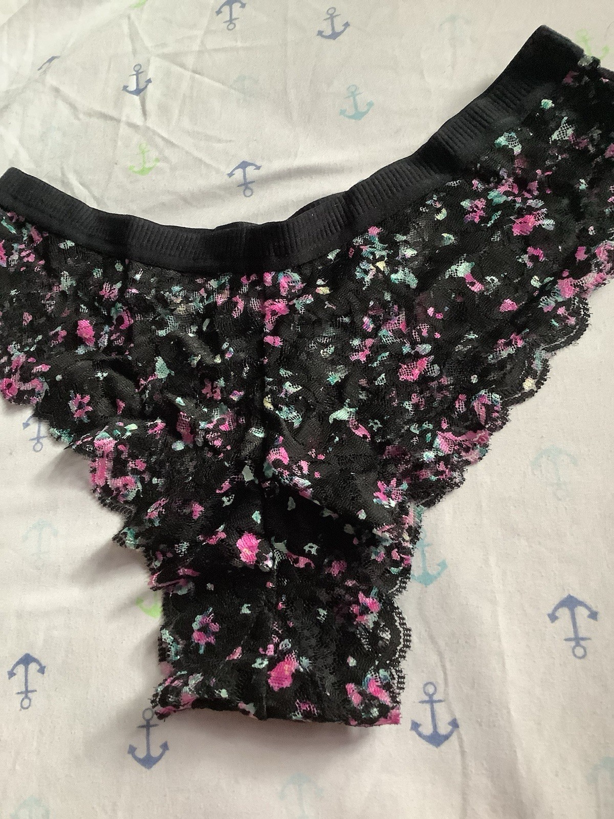 Women’s Floral Lace Cheeky Panties Black Pink White Semi-Transparent 4pk XL