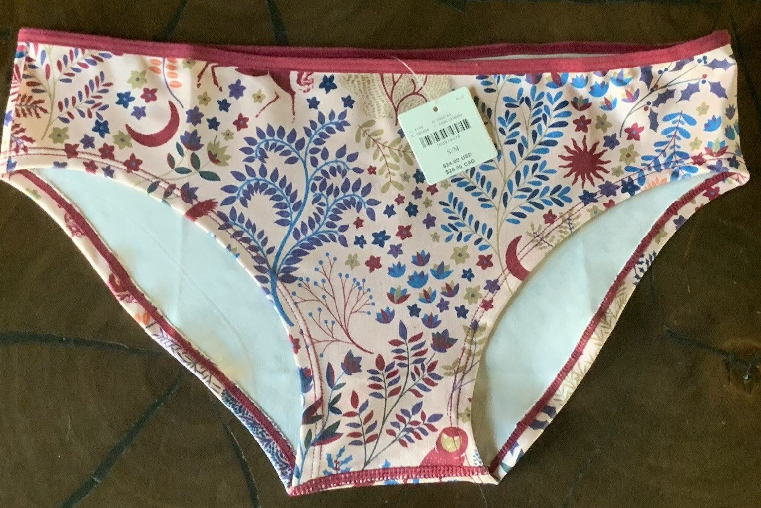 NWT Anthropologie The LyreBird Skin Seamless Printed Hipster Briefs Size S/M